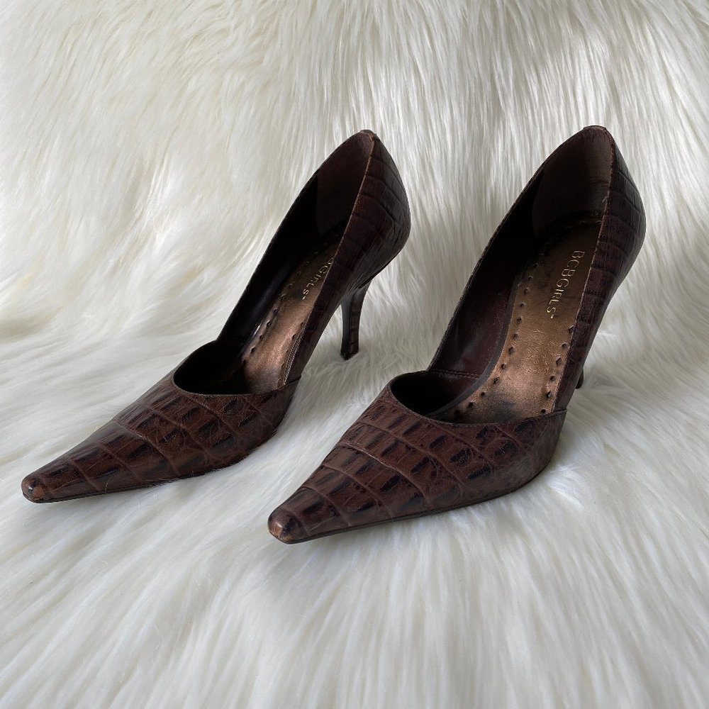 BCBGirls Brown Croc-Embossed Heels